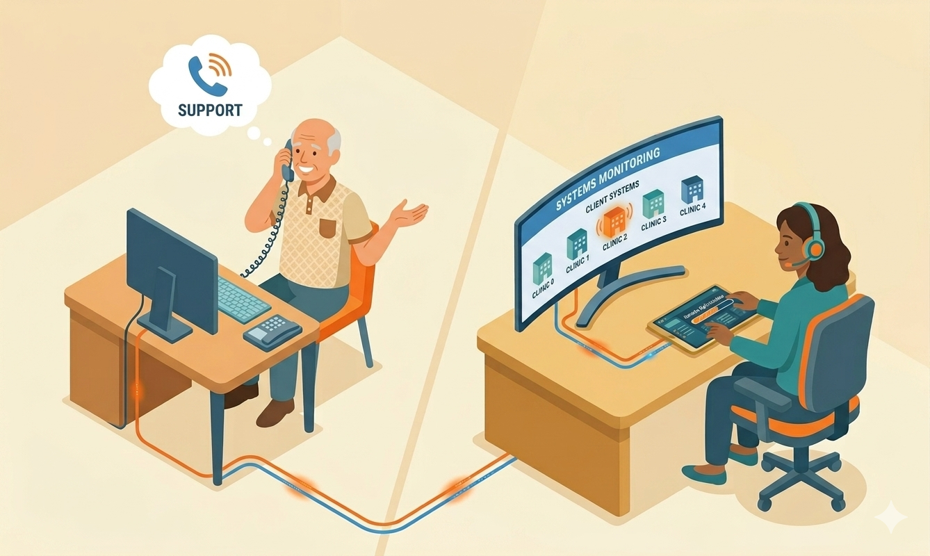 Ilustración de soporte y acompañamiento de Informe Médico